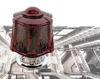 stunning all original 1930s american depression-era art deco style three-sided ruby red glass exit globe with chrome fitter