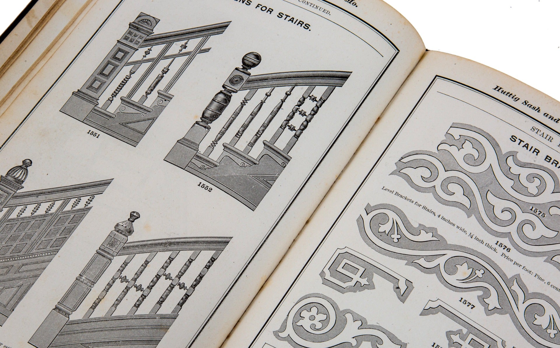 highly detailed c. 1892 huttig sash and door company "book of designs" containing exterior and interior architectural designs