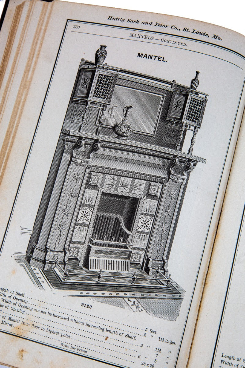 highly detailed c. 1892 huttig sash and door company "book of designs" containing exterior and interior architectural designs