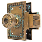 rare later 19th century original holabird and roche-designed custom cast bronze republic building office door unit lock