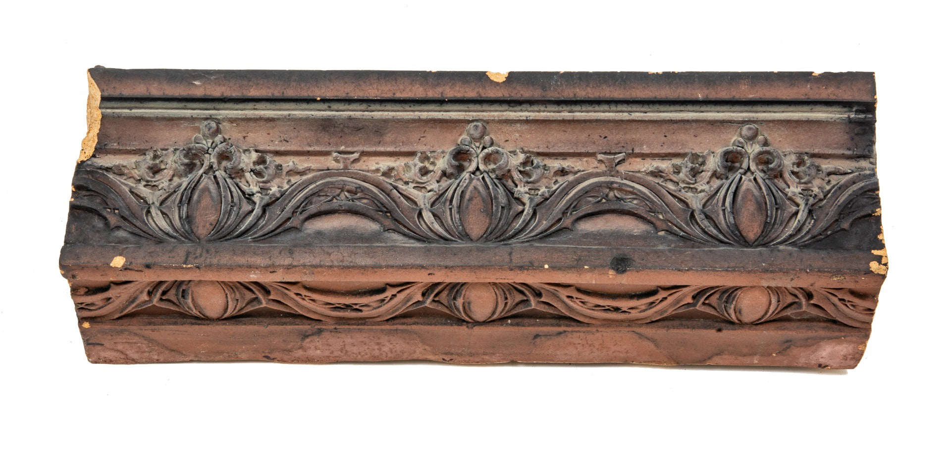 original louis h. sullivan-designed richly colored felsenthal store and flats terra cotta cornice panel