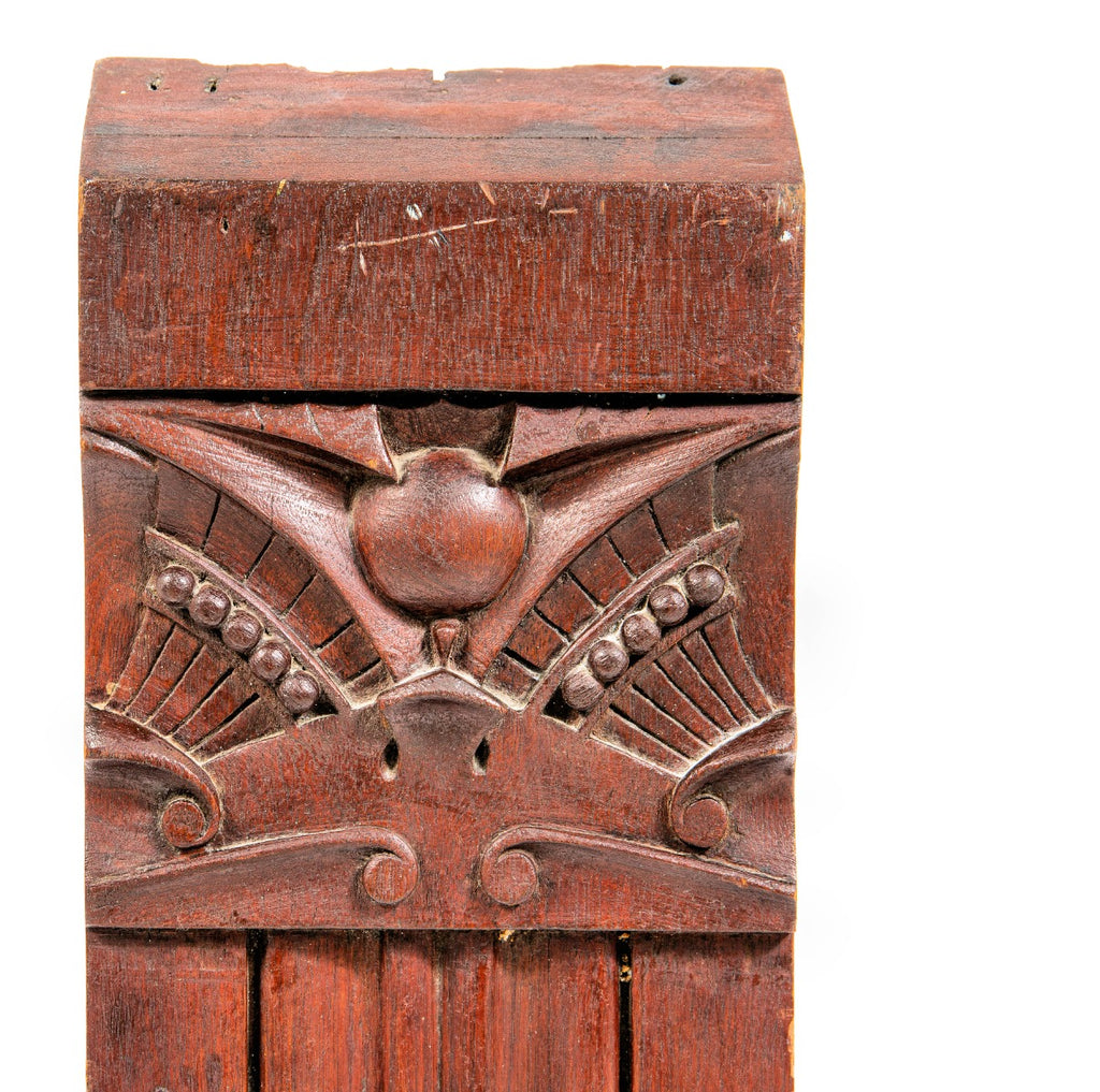 museum-quality 1881 john edelmann-designed carved mahogany wood levi strauss house plinth block