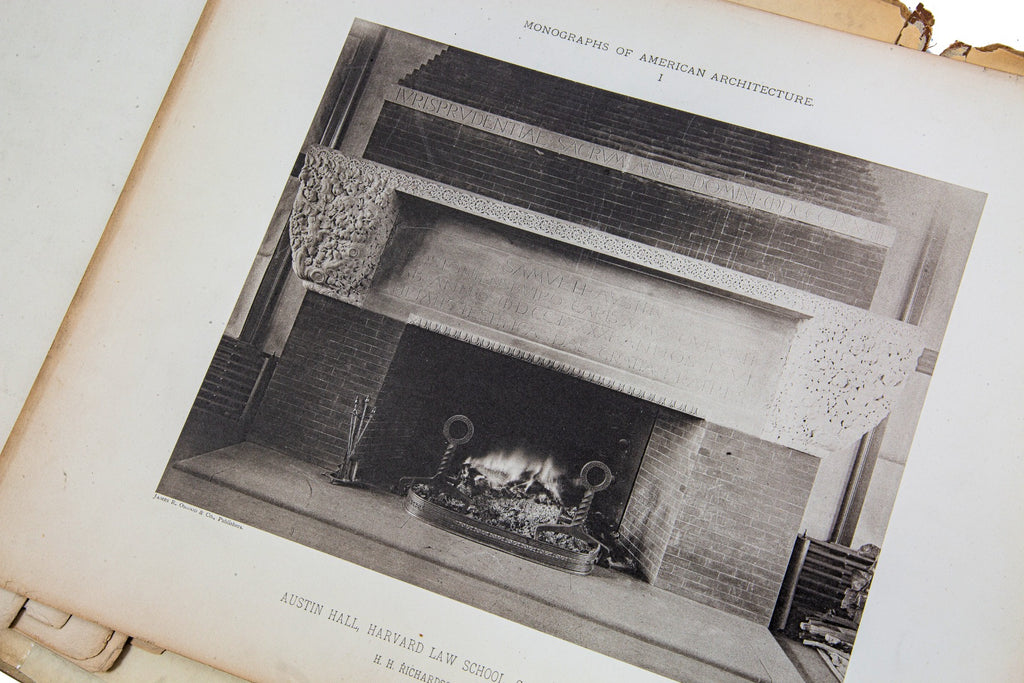 original monograph of h.h. richardson’s austin hall, harvard law school, cambridge, mass., from the architectural library of william le baron jenney.