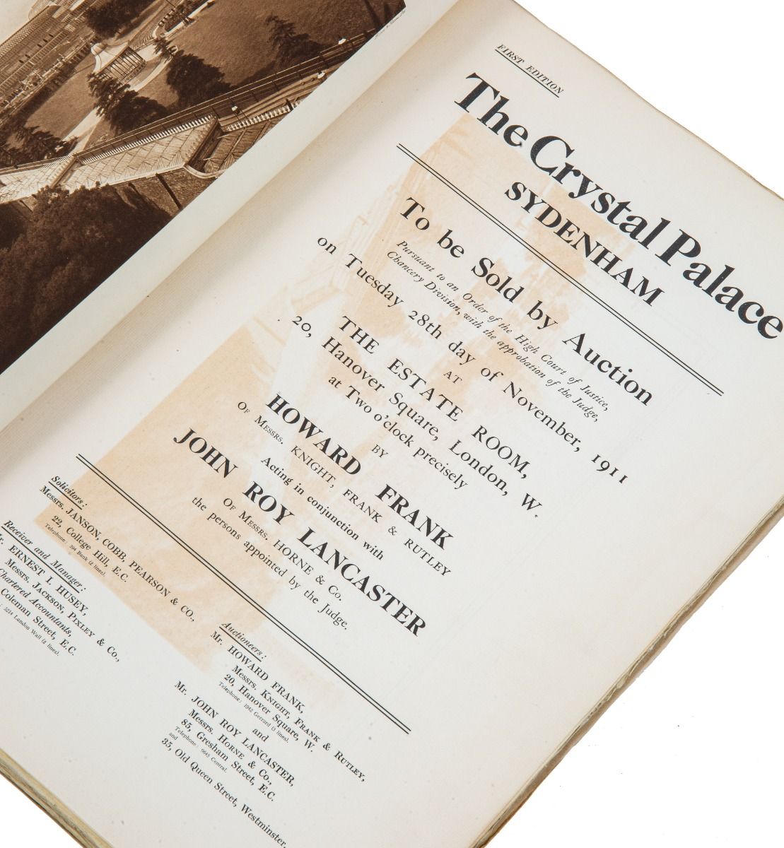 the crystal palace sydenham to be sold by auction tuesday 28th day of november, 1911. published by messrs. knight, frank & rutley