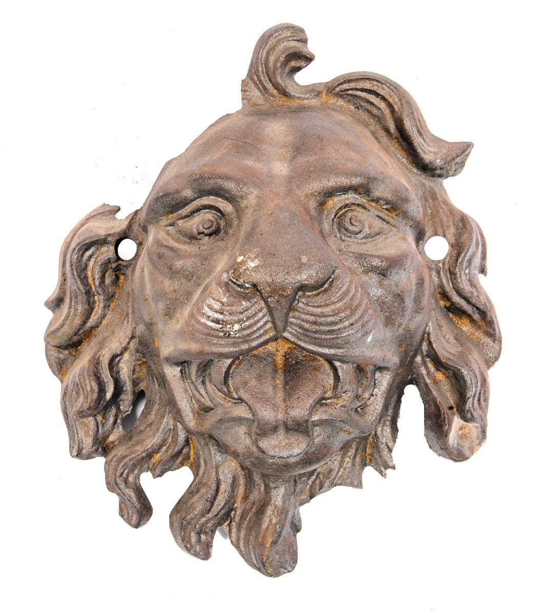rare museum-quality ornamental cast iron lionhead salvaged from george h. johnson's 1860 milwaukee iron block building