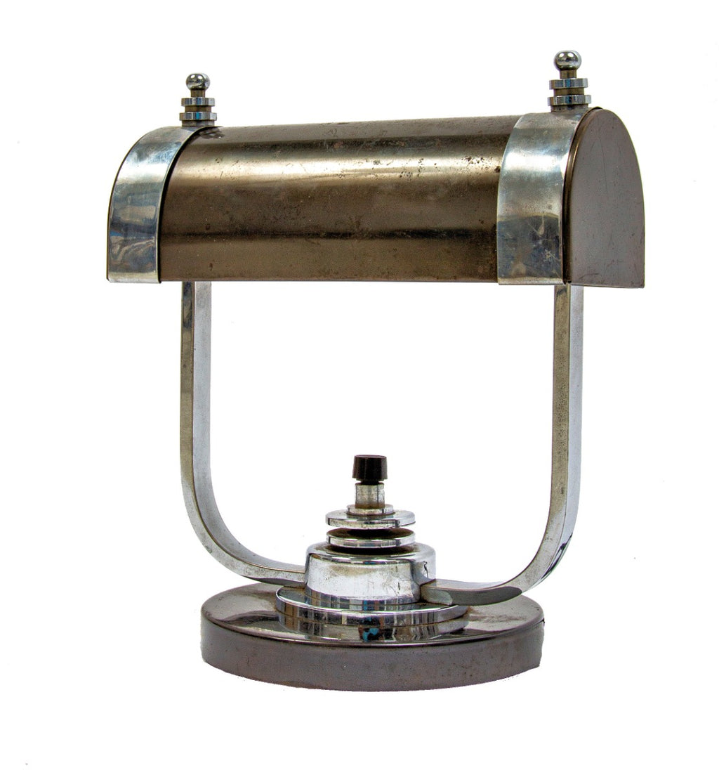 hard to find diminutive 1930s american art deco style machine age markel table lamp with speed ring ball finials
