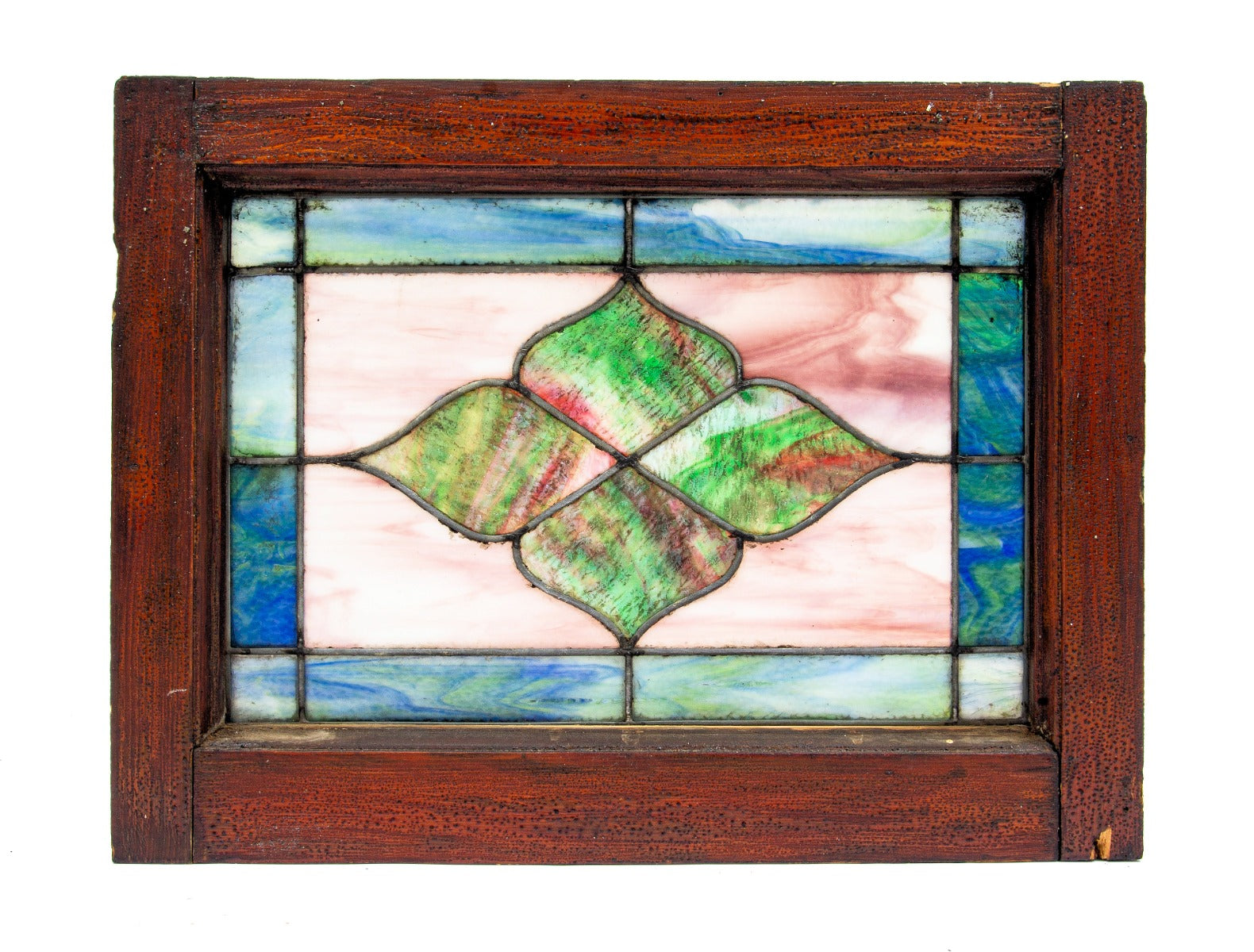 one of two matching early 20th century salvaged chicago bungalow diminutive variegated stained glass windows
