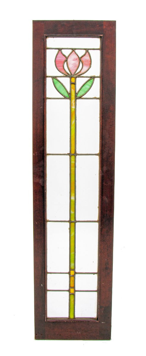 original 1915-20 art nouveau style salvaged chicago interior cabinet door with leaded glass window