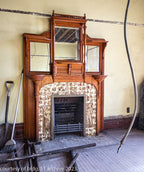 original 1887-88 custom-built edbrooke and burnham-designed salvaged chicago oversized solid cherry fireplace mantel with original finish