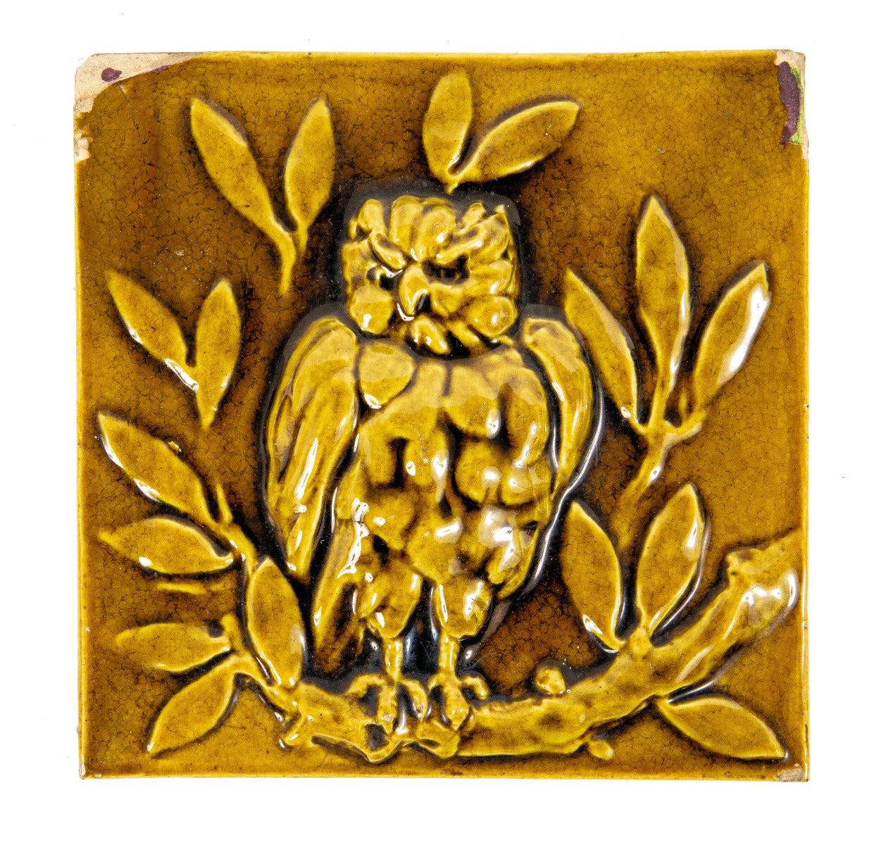 unusual 19th century antique american canary yellow majolica-glazed interior residential salvaged chicago fireplace tile