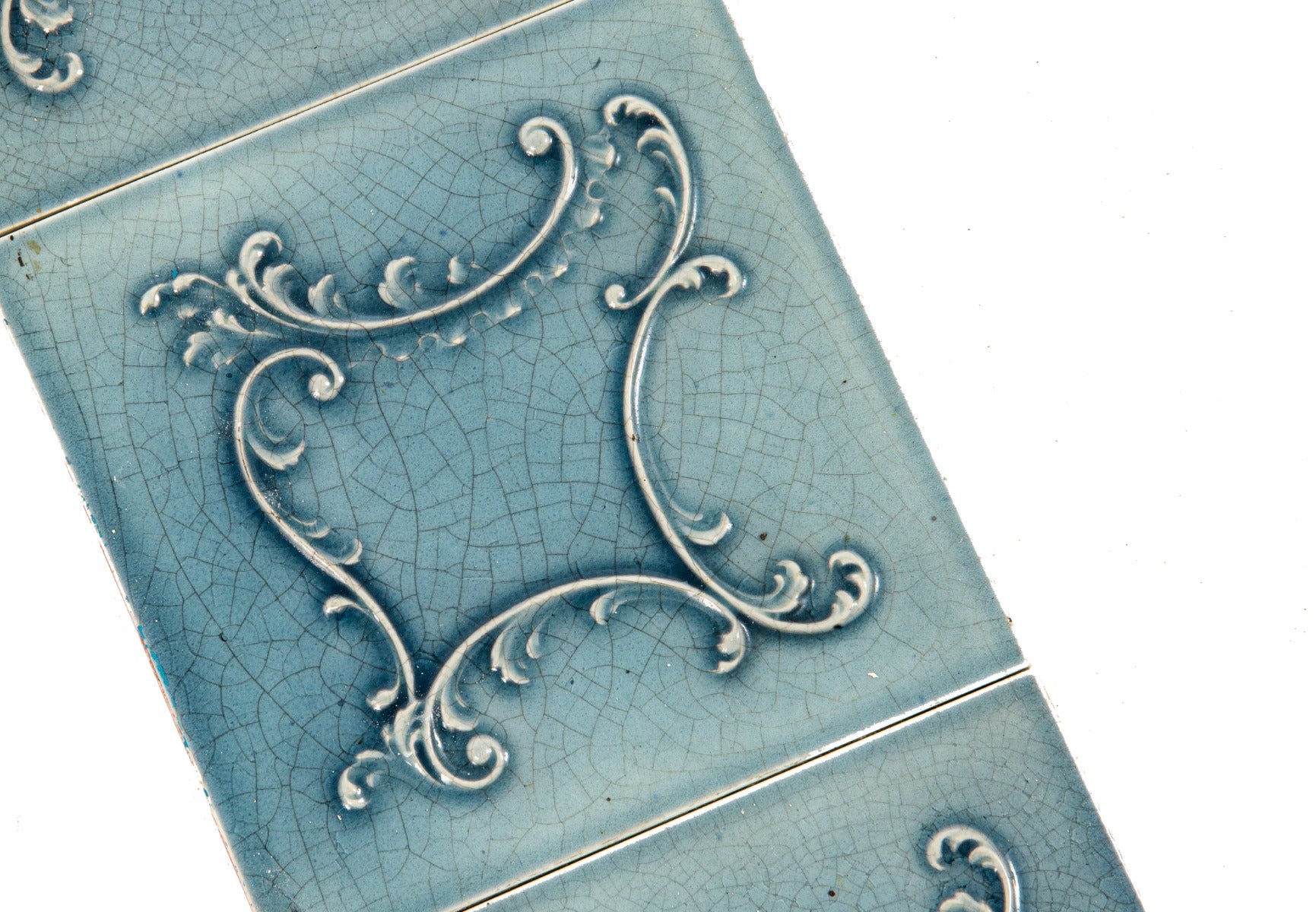 all original late 19th century hard to find maw and company salvaged chicago residential majolica-glazed fireplace tile surround