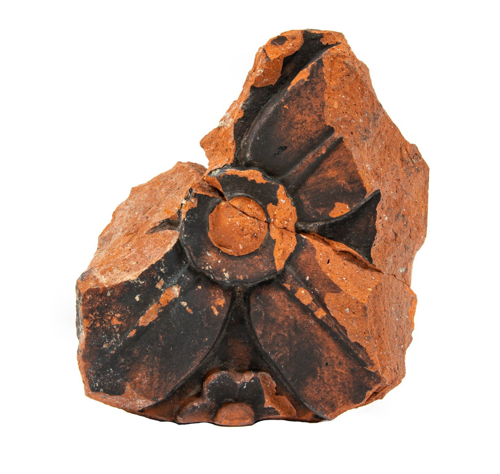 original unglazed ornamental red terra cotta fragment salvaged from the 1893 chicago columbian expoistion's swedish government building