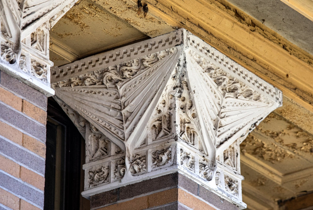 rare frank lloyd wright-designed plaster recast of an exterior 1897 isidore h. heller house three-sided capital