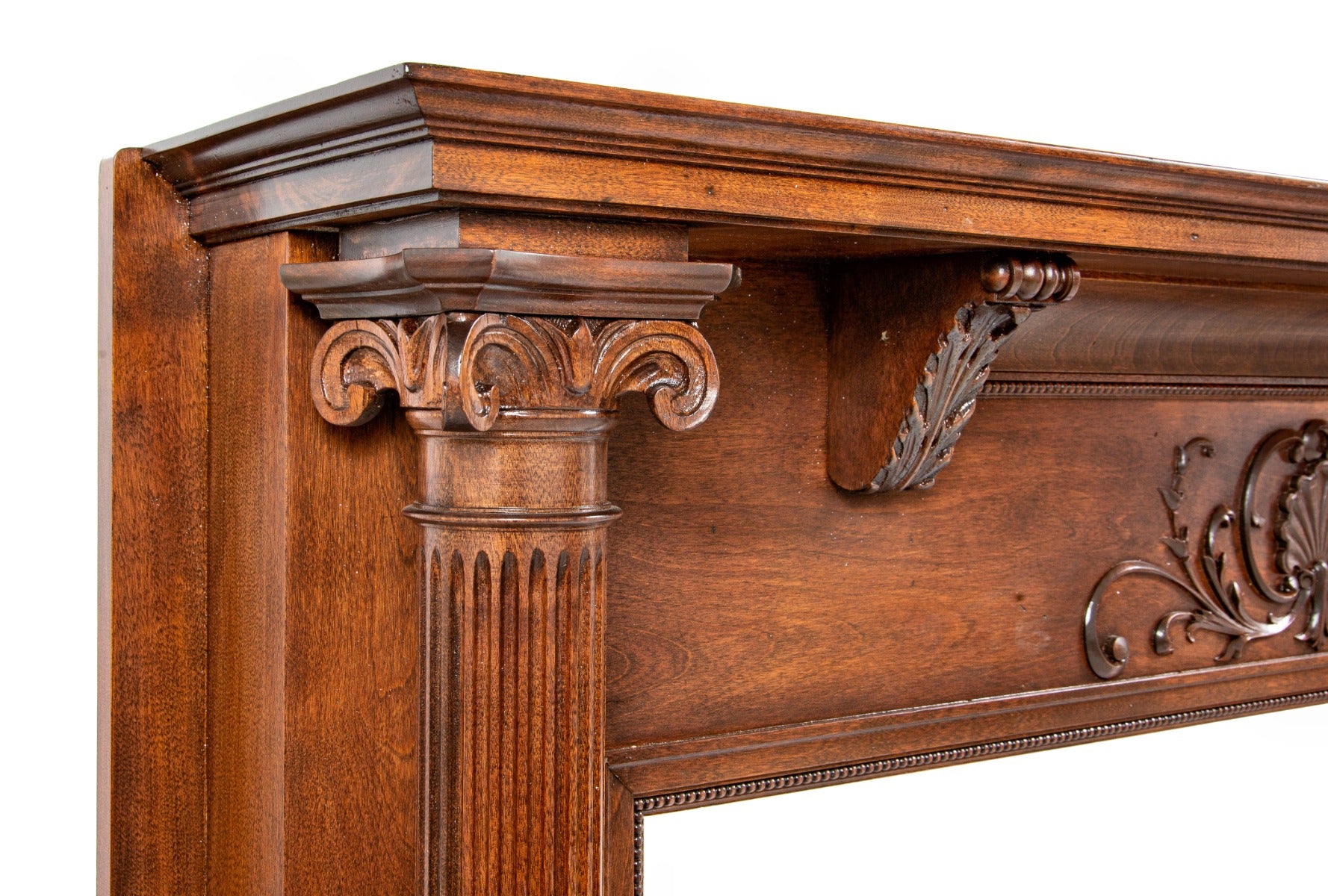highly desirable thoroughly refinished 19th century antique american stained birch wood salvaged chicago fireplace mantel