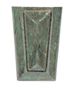 Historically important mid-1860's antique american john kent russell residence stripped green slate mantel keystone with tapered and faceted pyramidal-shaped design