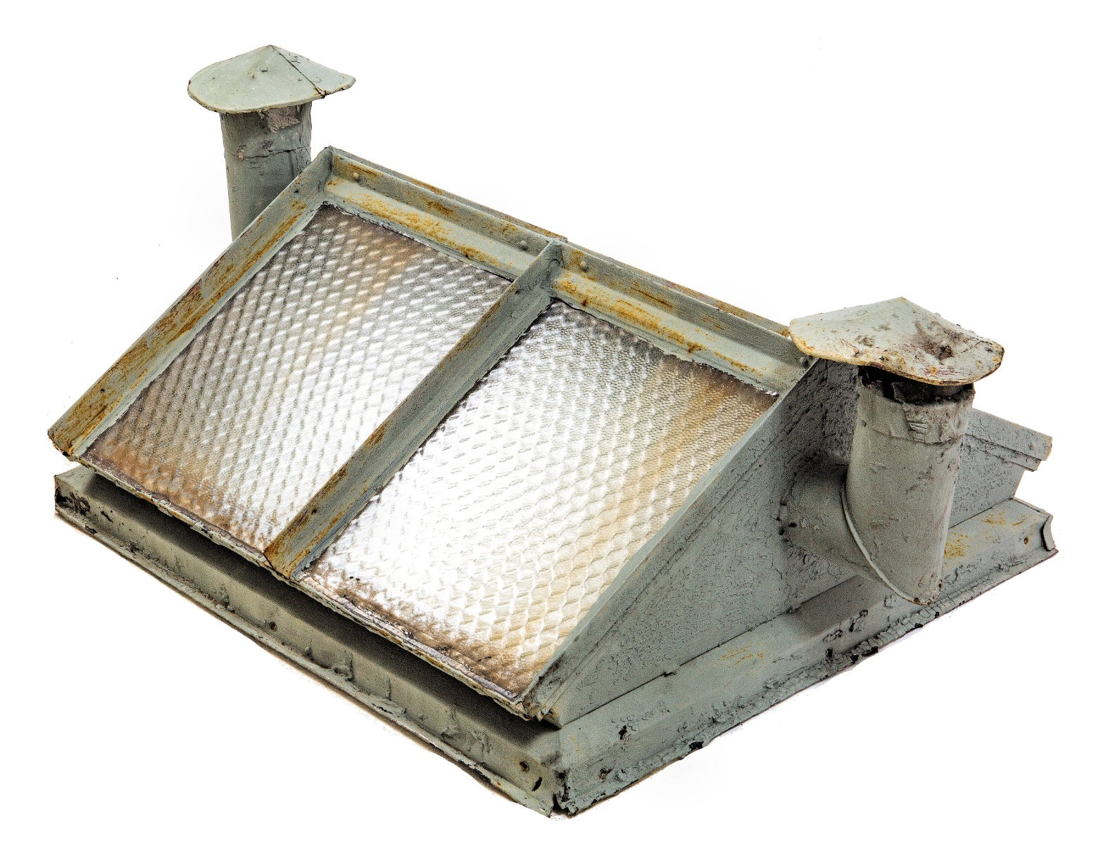 one of three original early 20th century antique american industrial salvaged chicago factory skylight with chicken wire glass