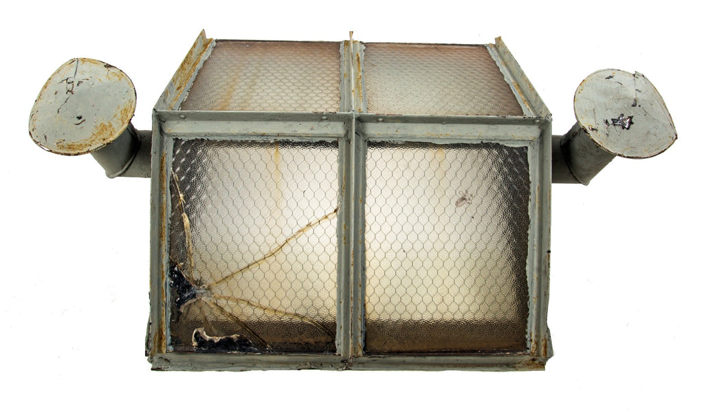 unusually small early 20th century salvaged chicago exterior factory building rooftop skylight with opposed ventilator pipes