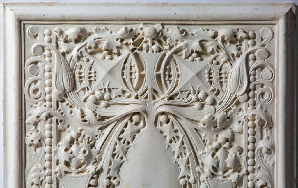 oversized claude and starck-designed sullivanesque style reinforced cast resin carnegie library panel with white enameled finish