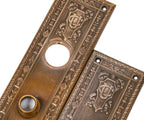 two matching cast bronze union central life insurance company building doorknob backplates designed by cass gilbert