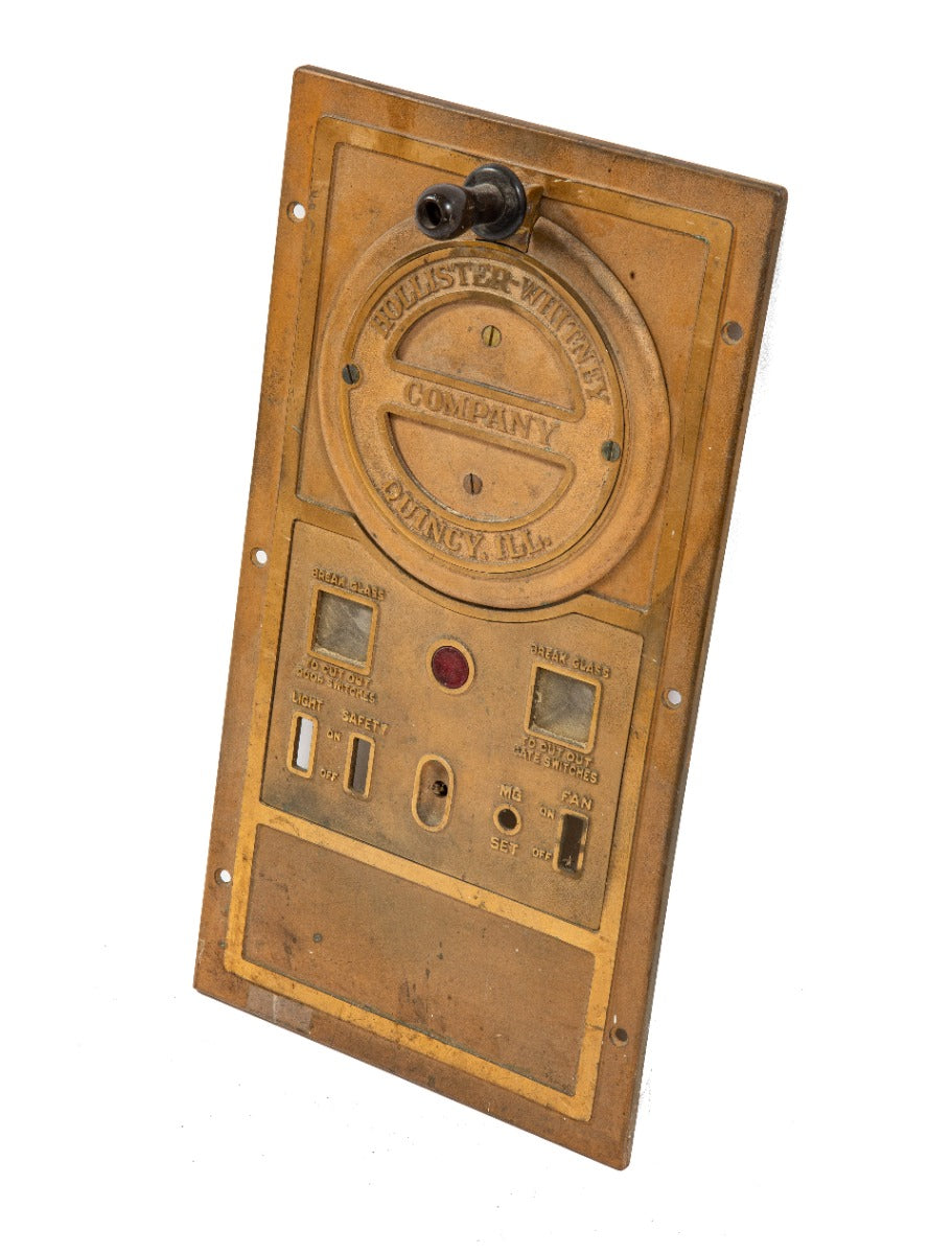 rare early 20th century hollister-whitney cast bronze chicago building elevator cab operator control panel with intact turned handle
