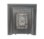 well-executed original and intact 19th century ornamental cast iron interior residential fireplace summer cover and surround