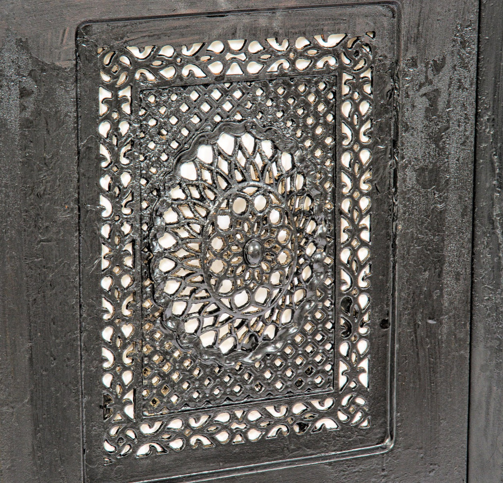 well-executed original and intact 19th century ornamental cast iron interior residential fireplace summer cover and surround