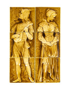 set of original late 1880s salvaged chicago american encaustic tile company salvaged chicago full-figured majolica-glazed tiles