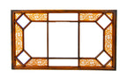 oversized 1880s interior residential varnished oak wood skylight with original deeply etched amber flash glass insets