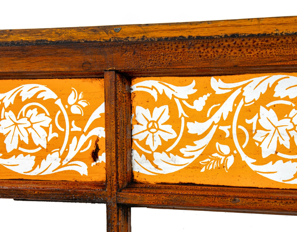 oversized 1880s interior residential varnished oak wood skylight with original deeply etched amber flash glass insets