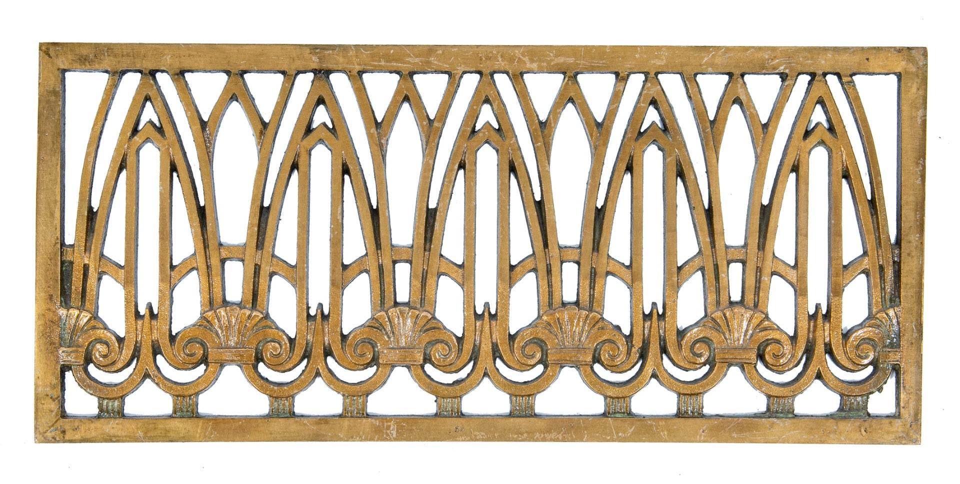 museum-quality original 1929 ornamental cast bronze holabird and root palmolive building lobby elevator door grille