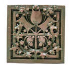 faithfully reproduced polychrome enameled plaster recast of a terra cotta panel adorning the exterior of louis h. sullivan's 1914 purdue state bank