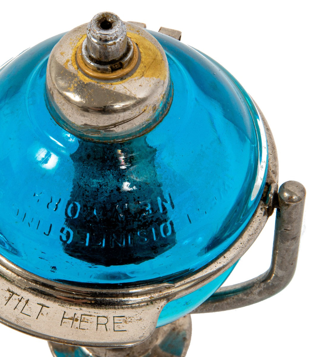 all original and intact early 20th century new york city penn station interior lavatory wall-mount nickel-plated beau brummel glass orb tilting soap dispenser