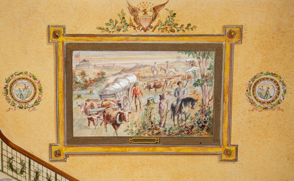 exceptional early 20th century oversized signed odin j. oyen studios minnesota courthouse watercolor rendering with original mat board and stamp