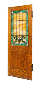 two of two original and largely intact early 20th century salvaged chicago south side chicago funeral parlor stained glass oak wood door