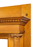 carefully refinished 19th century solid quartered oak wood salvaged chicago full fireplace mantel with original beveled edge mirror