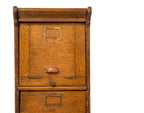 late 19th or early 20th century original freestanding quartered oak wood sectional filling cabinet with dropw-down doors