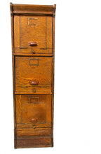 late 19th or early 20th century original freestanding quartered oak wood sectional filling cabinet with dropw-down doors