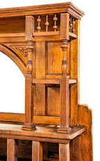 original late 1880s eastlake style salvaged chicago quartered oak wood full fireplace mantel with beveled edge arch top mirror