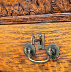 remarkable 1880s edbrooke and burnham-designed chicago varnished quartered oak wood residential built-in cabinet with intact mirror and beveled glass cabinet doors