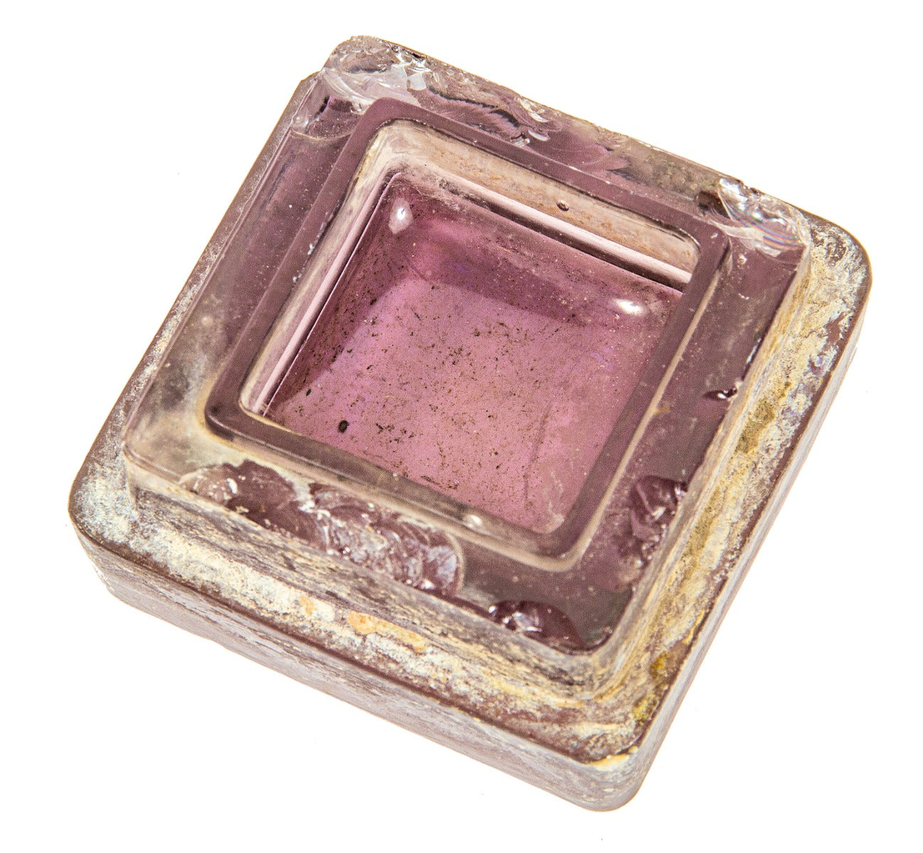 original early 20th centyury "sun purple" glass salvaged chicago city sidewalk pavement light or prism