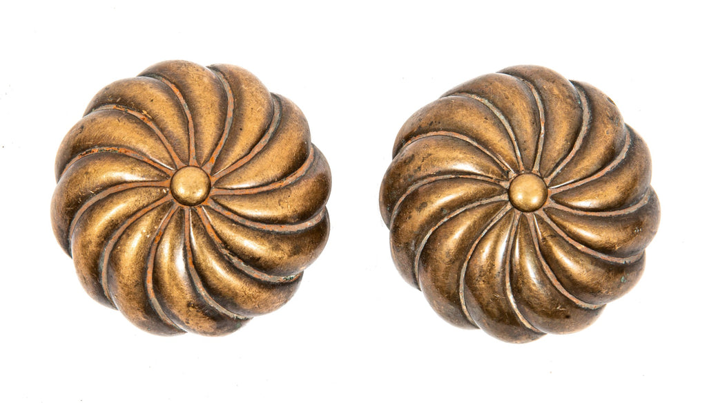 matching set of oversized heavy cast bronze yale & towne romanesque style salvaged chicago residential entrance doorknobs