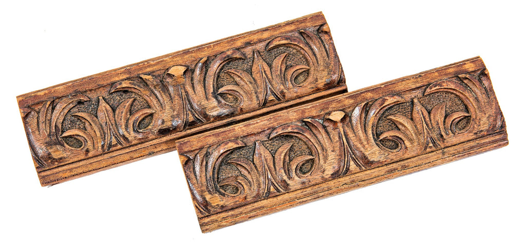 two matching original hand-carved mahogany wood trim sections salvaged from henry ives cobb's chicago athletic association building