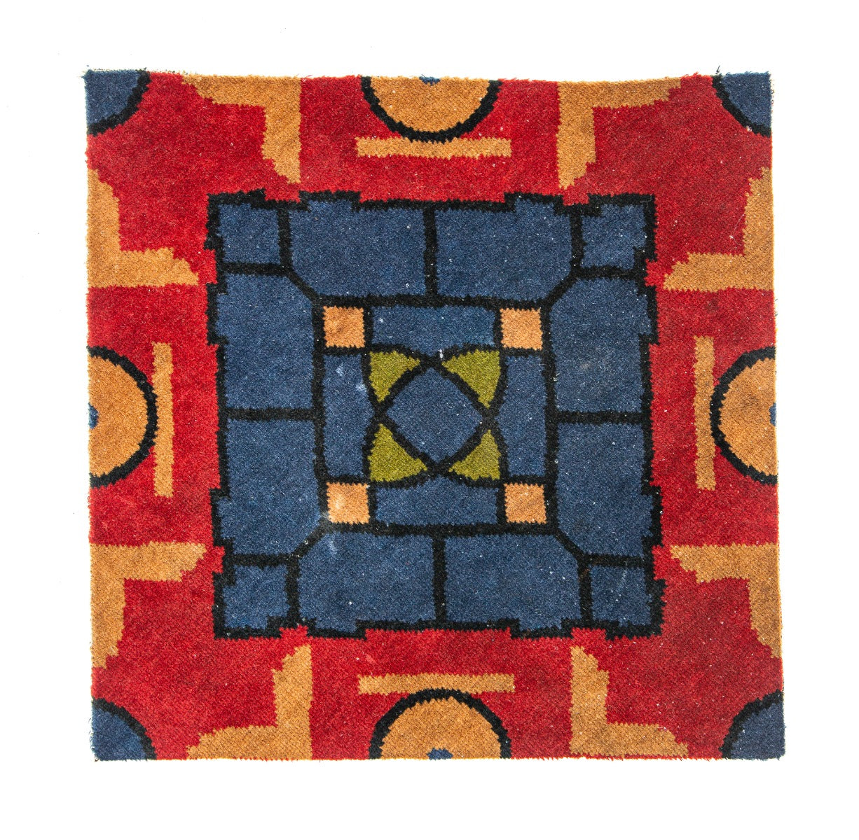 original clarence hatzfeld-designed richly colored mohair carpet sample original to the logan square masonic temple building