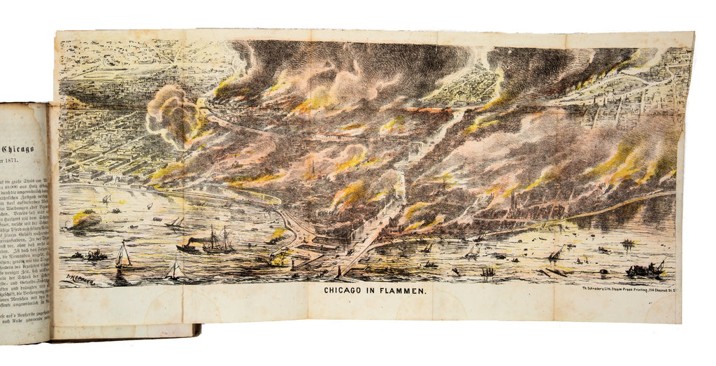 rare 1872 german great chicago fire book on development, destruction and reconstruction of the wonder city