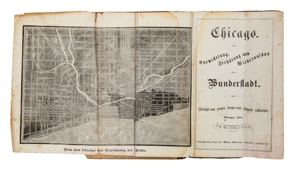 rare 1872 german great chicago fire book on development, destruction and reconstruction of the wonder city