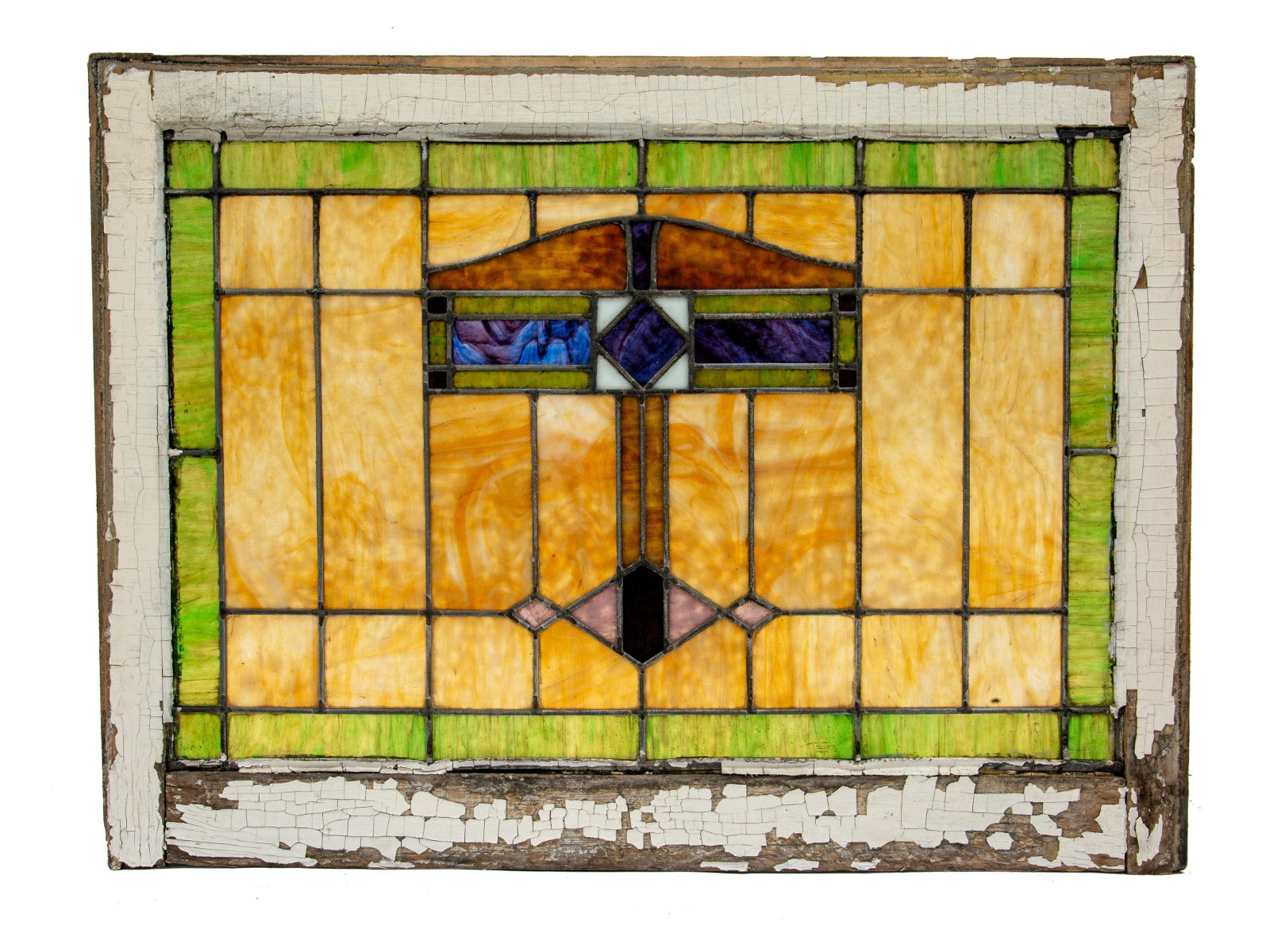 original salvaged chicago interior bungalow stained glass window fabricated by hugo eberhardt of h. eberhardt & co., chicago, il.