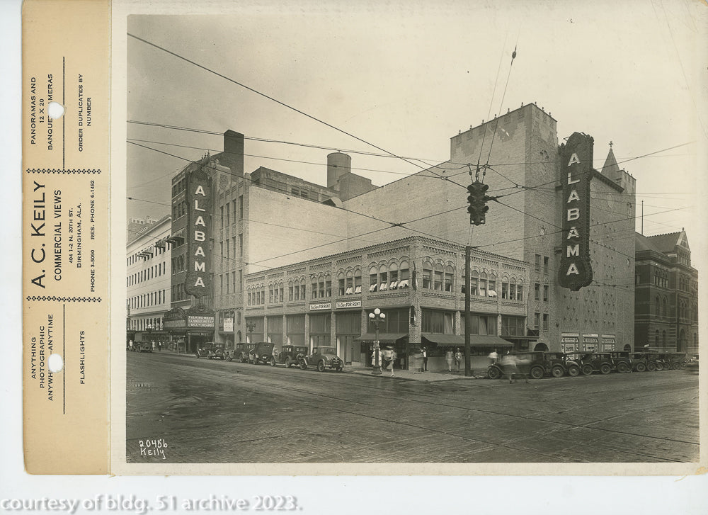 complete set of original 8 x 10 a.c. keily linen-backed photographic prints of graven and mayger's alabama theater