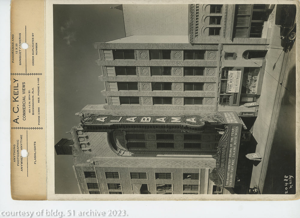 complete set of original 8 x 10 a.c. keily linen-backed photographic prints of graven and mayger's alabama theater