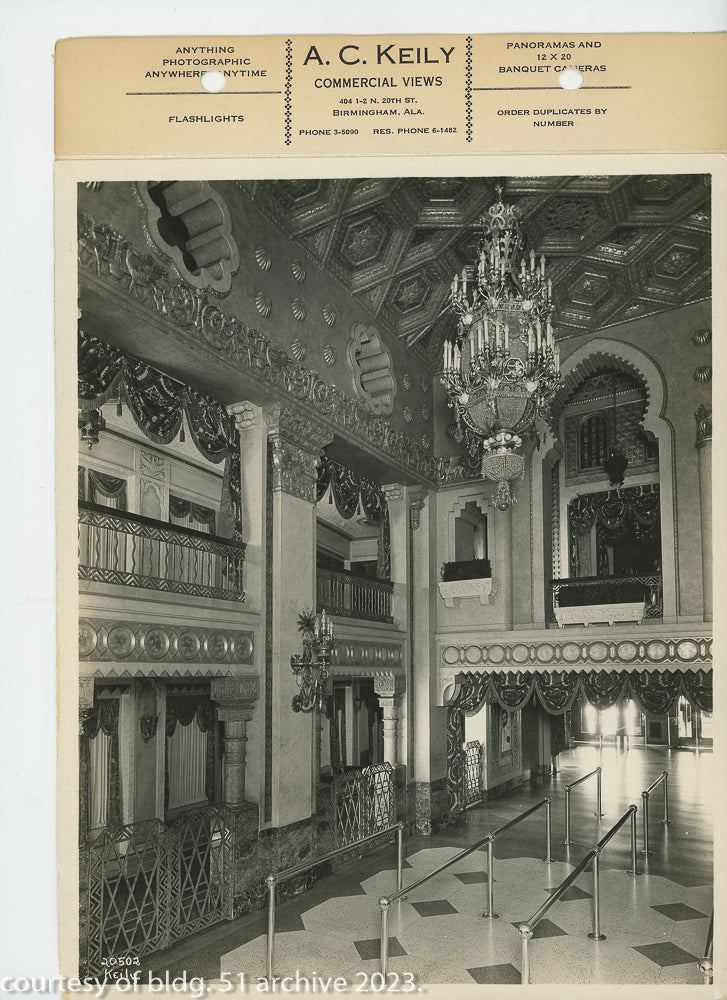 complete set of original 8 x 10 a.c. keily linen-backed photographic prints of graven and mayger's alabama theater