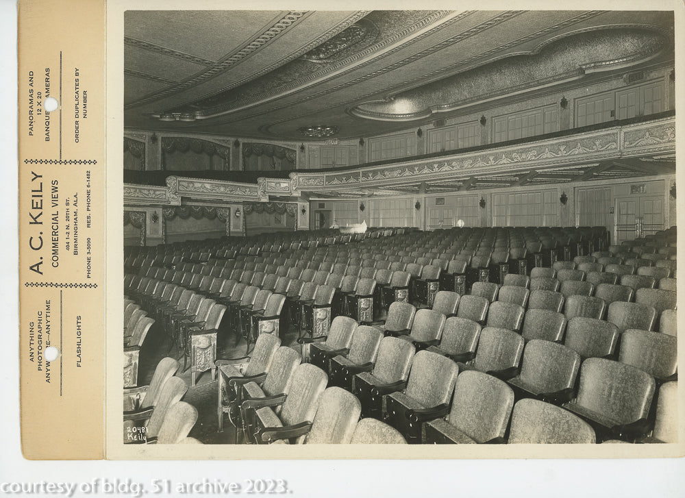 complete set of original 8 x 10 a.c. keily linen-backed photographic prints of graven and mayger's alabama theater